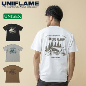 ユニフレーム(UNIFLAME) 【ユニフレーム×ナチュラム】7.1オンス へヴィーウェイト バックプリント Tシャツ M ホワイト URNT-7
