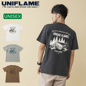 ユニフレーム(UNIFLAME) 【ユニフレーム×ナチュラム】7.1オンス へヴィーウェイト バックプリント Tシャツ M スミ URNT-8