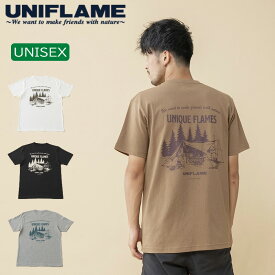 ユニフレーム(UNIFLAME) 【ユニフレーム×ナチュラム】7.1オンス へヴィーウェイト バックプリント Tシャツ L ダークキャメル URNT-10