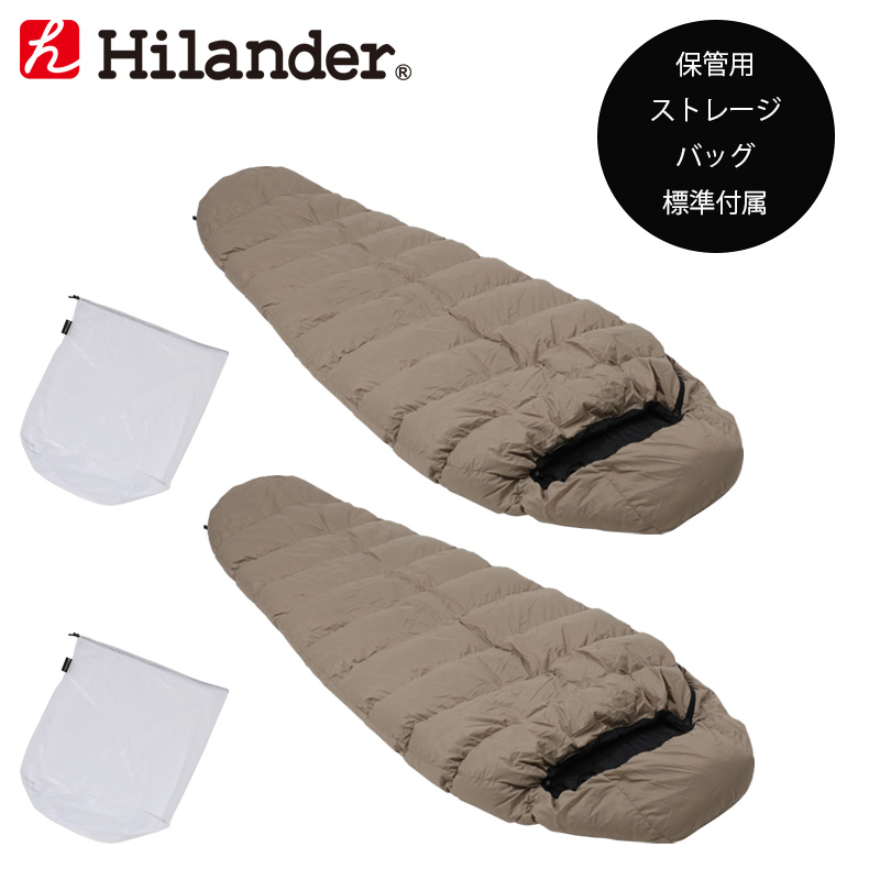 新作人気モデル Hilander(ハイランダー) カーキ 400g 400 ダウンシュラフ - 寝袋/寝具