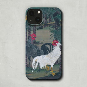 スマホケース / 伊藤 若冲「棕櫚雄鶏図 (1760s)」 iPhone 全機種対応 14 13 12 11 SE Pro Max Plus mini ケース カバー 鶏 ニワトリ 鳥 動物 アニマル シュロ 和 和風 和モダン 和柄 日本画 絵画 アート レト