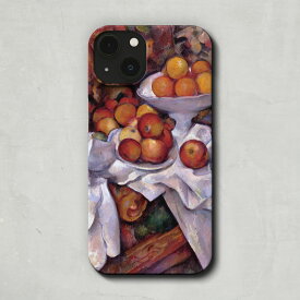 スマホケース / ポール セザンヌ「リンゴ と オレンジ (1899)」 iPhone 全機種対応 14 13 12 11 SE Pro Max Plus mini ケース カバー りんご フルーツ 果物 キュビズム 名画 美術 絵画 アート レトロ マット ペア 個性的 おもしろ