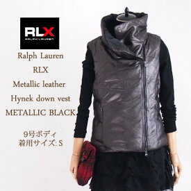 【SALE】【RLX by Ralph Lauren】ラルフローレン　メタリックレザー　ハイネック　ダウンベスト/Metallic Black【あす楽対応】