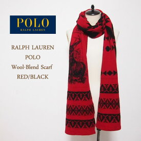 ラルフローレン ポロ ネイティブ ウール ロング マフラー ストール/レッド/ブラックPOLO by Ralph Lauren Wool Sotle