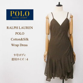 OUTLET SALE ラルフローレン ポロ レディース コットン シルク ラップ ドレス/グリーンPOLO by Ralph Lauren Dress