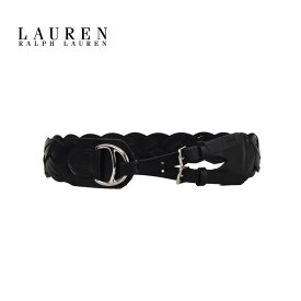 ラルフローレン ローレン レザー 編込み　ワイド ベルト/ブラックLAUREN by Ralph Lauren
