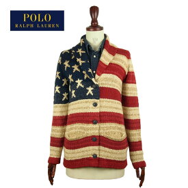 ラルフローレン ポロ レディース 星条旗 ショールカラー ニット カーディガン/レッドPOLO Ralph Lauren