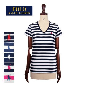 ポロ ラルフローレン レディース コットン Vネック ボーダー Tシャツ 半袖 女性用POLO Ralph Lauren T-Shirt