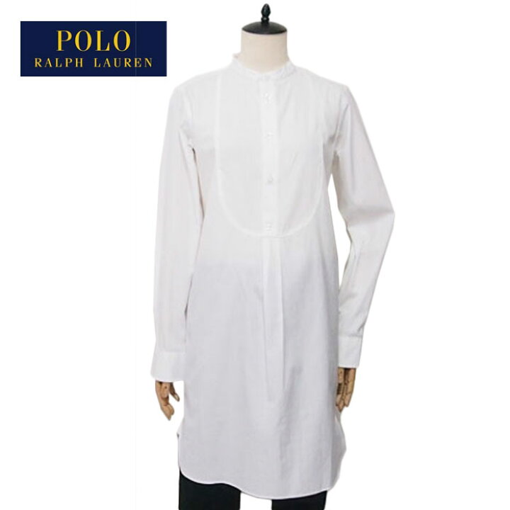 楽天市場 Outlet Sale ラルフローレン ポロ レディース スタンドカラー シャツ ワンピース ホワイトralph Lauren Navie
