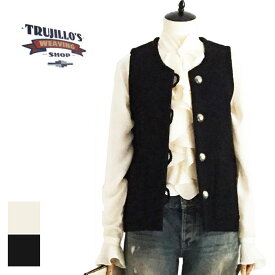 TRUJILLO'S トルフィリオス ラウンドカラー チマヨ ラグ ベスト/BLACK,WHITE あす楽
