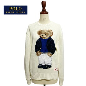 ラルフローレン ポロ レディース ポロベアー 紺ブレスタイル クルーネック ニット セーターPOLO Ralph Lauren Polo Bear Cotton Crewneck Sweater