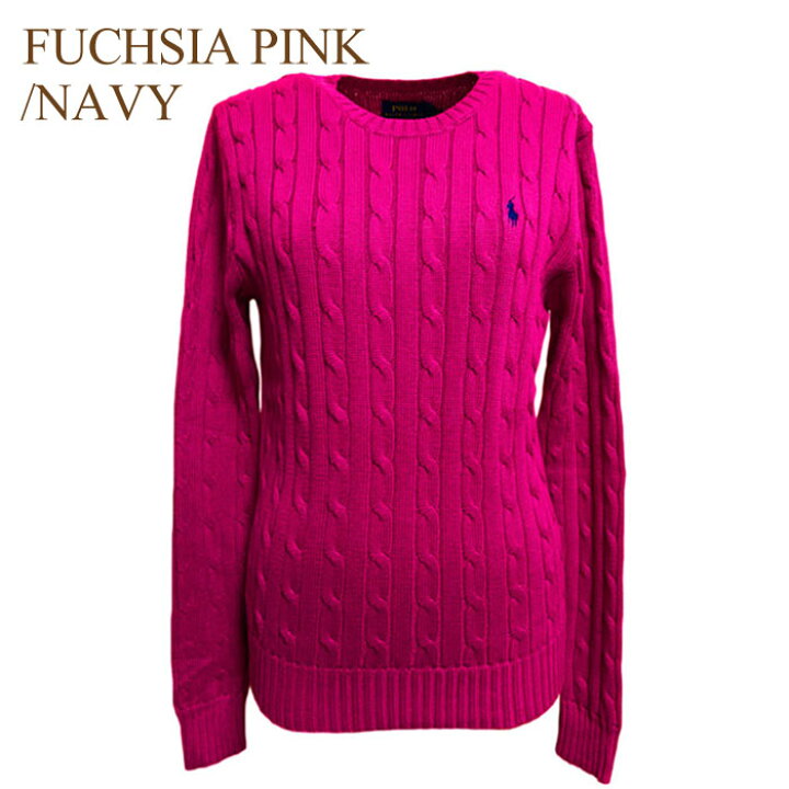 楽天市場 ポロ ラルフローレン レディース ケーブル編み クルーネック コットン ニット セーター ワンポイント Polo Ralph Lauren Knit Top Navie