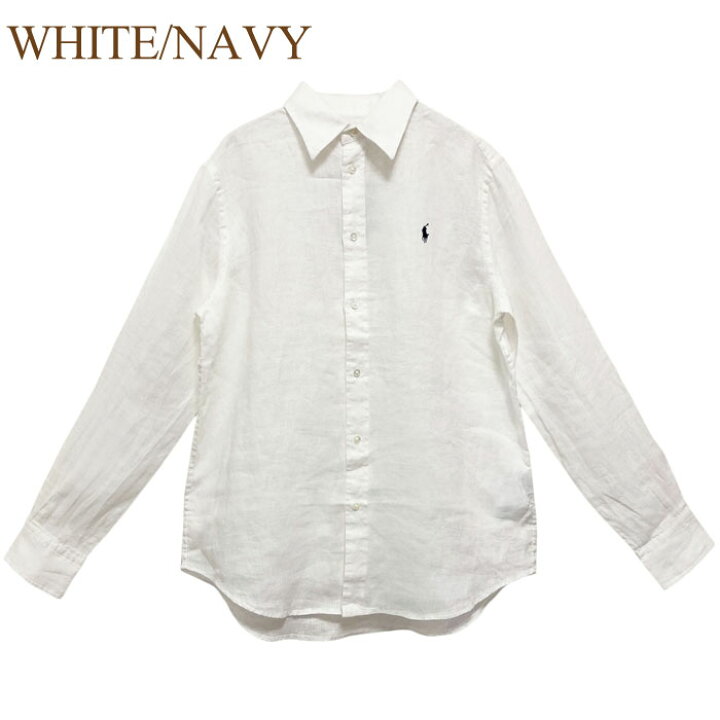 楽天市場 ラルフローレン ポロ レディース リネンシャツ ポニー刺繍 リラックスドフィット 長袖 Polo Ralph Lauren Long Sleeve Linen Shirt Navie