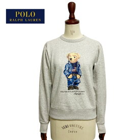 ポロ ラルフローレン レディース ポロベアー デニムスタイル クルーネック スウェット トップス/グレー POLO Ralph Lauren Polo Bear Crew Neck Sweat Tops