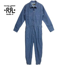 ラルフローレン ダブルアールエル レディース デニム ストライプ ジャンプスーツ オールインワン つなぎ Ralph Lauren DOUBLE RL Women's Denim Striped Jumpsuit Coverall