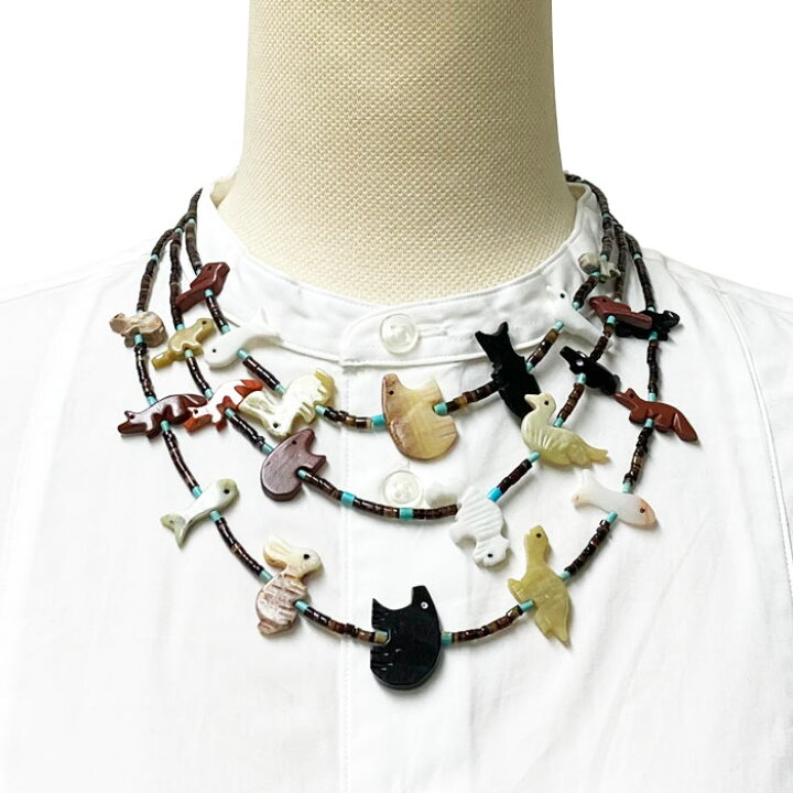 楽天市場】インディアンジュエリー ズニ族 3連 マルチストーン  