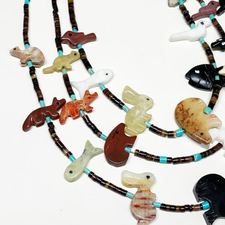 楽天市場】インディアンジュエリー ズニ族 3連 マルチストーン  