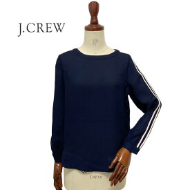 SPECIAL PRICE♪【SALE】【J.CREW】ジェイクルー　ストライプスリーブ　ブラウス/NAVY【あす楽対応】メール便可