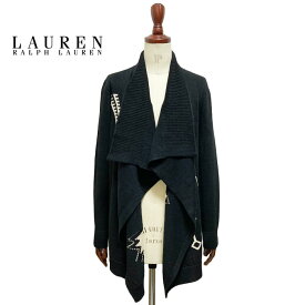 ラルフローレン ローレン レディース ネイティブ柄 リネン混 オープンフロントカーディガン ショール/ブラック LAUREN by Ralph Lauren Cardigan