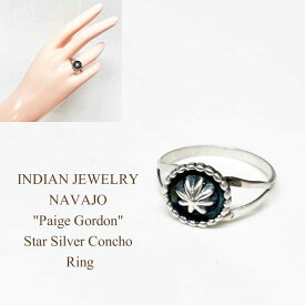 インディアンジュエリー ナバホ族 "Paige Gordon" スター シルバー コンチョ リングINDIAN JEWELRY NAVAJO "Paige Gordon" Star Silver Concho Ring