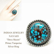 インディアンジュエリー ナバホ族 プリンスターコイズ シルバーリングINDIAN JEWELRY NAVAJO "Dave Skeet…