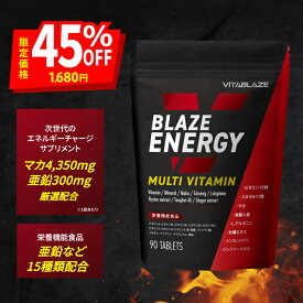＼特別クーポン＆ポイント最大13倍！／BLAZE ENERGY マルチビタミン & マルチミネラル サプリメント ビタミン 12種 ミネラル 11種 亜鉛 マカ 高麗人参 アルギニン トンカットアリ 牡蠣エキス VITA BLAZE ビタブレイズ ブレイズエナジー