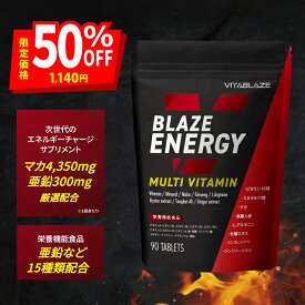 ＼半額クーポン配布中！／BLAZE ENERGY マルチビタミン & マルチミネラル サプリメント ビタミン 12種 ミネラル 11種 亜鉛 マカ 高麗人参 アルギニン トンカットアリ 牡蠣エキス VITA BLAZE ビタブレイズ ブレイズエナジー