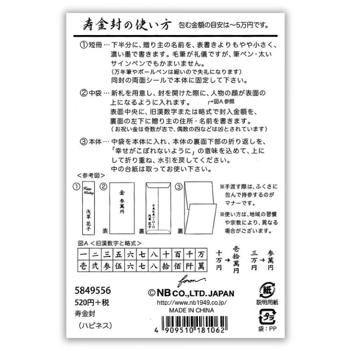 エヌビー社 寿金封 ハピネス ご祝儀袋 短冊2種 寿 Happywedding おしゃれ 四葉 クローバー洋風 御祝儀袋 結婚式 披露宴 かわいい 激安通販の