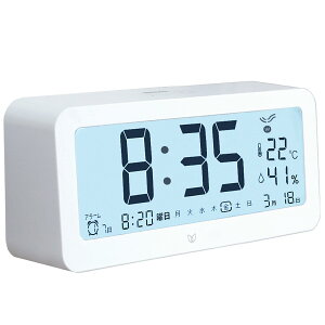 電波目覚まし時計 置き時計 大きな文字 明るいLCDバックライト ベッドサイド12/24H時間表示 見やすく操作が簡単 温度計・湿度計付き 目覚まし時間設定 リラックスタイム電波目覚まし時計 電