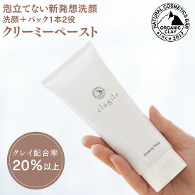 【クレイ配合率20％以上】 クレイル クリーミーペースト 120g clargile クレイ洗顔料 洗顔＆パック パック 粘土 泥パック オーガニック 角質 毛穴 吸着 老廃物 ミネラル デトックス モンモリオナイト ハリ ツヤ 美容 マッサージ スキンケア ペースト チューブ 乾燥 敏感肌
