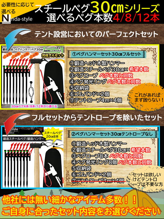 Amazon.co.jp: 鍛造ペグ 30cm 20cm 25cm キャンプ テント タープ ソリッドステーク S45Cスチール  5本/6本/8本/10本/12本/16本 電着塗装 収納袋&キャップ付き 砂利 硬い土 砂浜 草地用等対応 鍛造ペグ 30cm 5本 :  スポーツ＆アウトドア ペグメタルテントステークス30cm りセットは、キャンプ、ロープガイライン、強化された釘頭のペグ、スチールペグのテントペグのセットで