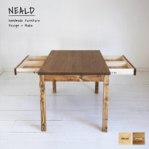 ダイニングテーブル 無垢 引き出し ストレージ 両側 食卓 単品 幅140 二人用 北欧 シンプル モダン ナチュラル カフェ風 西海岸 ヴィンテージ インダストリアル おしゃれ 手作り 収納 4人掛け