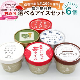 根羽村ネバーランドのご当地アイス ギフト 選べるお試し6個入り！ アイスクリーム 着色料不使用 搾りたて アイス お菓子 詰め合わせ スイーツ 紅ほっぺいちご 抹茶 牛乳 ミルク りんご バニラ お祝い 誕生日 根羽村 ホワイトデー 母の日 ：a13