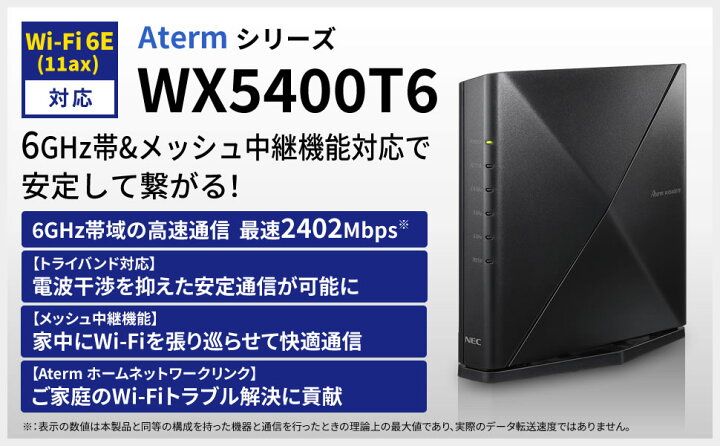楽天市場】NEC Aterm WX5400T6/MS 無線LANルーター ペアリング済み 2台  