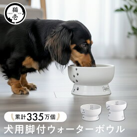 猫壱公式 犬用 脚付ウォーターボウル 犬 イヌ いぬ 犬用品 ねこいち 食器 犬水 水飲みボウル 水飲み 飲みやすいさら 陶器 レンジ