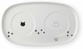 猫壱公式 ハッピーダイニング専用 食器トレー ダブル 4580471862650 食器 ごはんさら ご飯皿 食べやすいさら 陶器 レンジ 猫 ネコ ねこ 猫用品 ねこいち