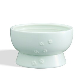 猫壱公式 猫用 脚付ウォーターボウル 日本製 食器 ごはんさら ご飯皿 食べやすいさら 陶器 レンジ 猫 ネコ ねこ 猫用品 ねこいち