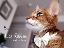 【送料無料】 necono 猫 首輪 『 Luce Ribbon 』 ルーチェ リボン パステル おしゃれ 安全 10-30cm サイズ調整 軽量 ピンク 全5色 日本製 猫用品 ペット用品