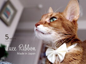 necono 猫 首輪 『 Luce Ribbon 』 ルーチェ リボン パステル おしゃれ 安全 10-30cm サイズ調整 軽量 ピンク 全5色 日本製 猫用品 ペット用品