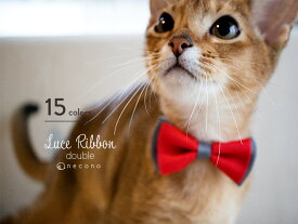 necono 猫 首輪 『 Luce Ribbon double 』 リボン 軽量 ダブル おしゃれ ギフト 安全 赤 ピンク 日本製 猫用品