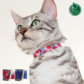 【猫の首輪】necosekai キャットカラー／カプリ【猫用品／オリジナル首輪】【猫 首輪 猫カラー チャーム付き セーフティーバックル 安全 高級 ねこ ネコ 】