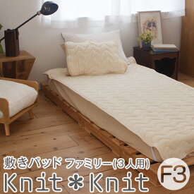 極なめらかタッチ 敷きパッド やさしい肌さわり ぬくぬく 寝装品 大きいサイズ 伸びる 体にフィットして伸びる 心地いい 寝心地 快眠ニット敷きパッド ファミリー3人用(200×205cm)