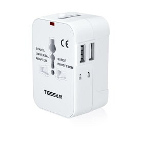 海外変換プラグ TESSAN 韓国 コンセント変換プラグ 旅行用電源変換プラグ 全世界対応 2USBポート 1ACコンセント A O BF Cタイプ マルチ変換アダプター 旅行充電器 マルチプラグ 韓国/アメリカ/イ