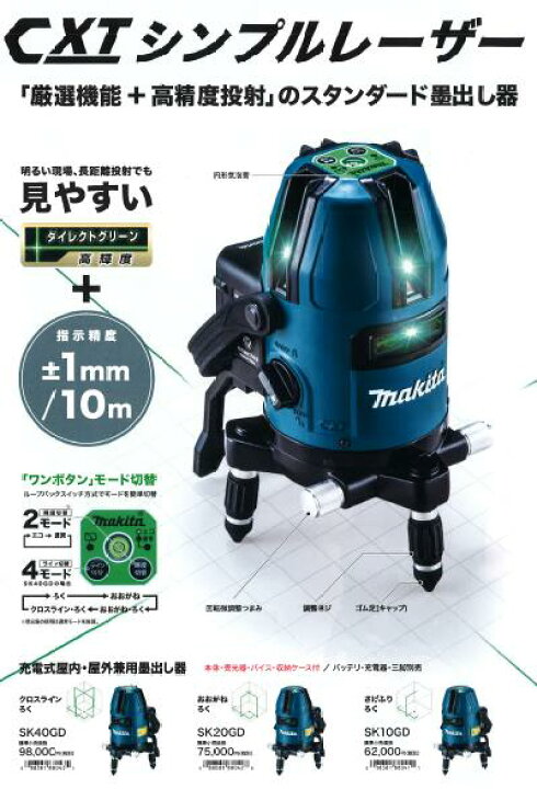 楽天市場】マキタ 充電式屋内・屋外兼用墨出し器シンプルレーザー 