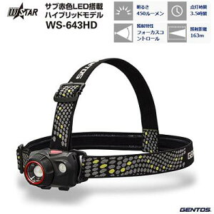 �T�u�ԐFLED���� �n�C�u���b�g���f���^�� �F WS�|643HD�@��450���[�����iHigh�j�����p�_�� ��3�D5���ԁiHigh�j���ϐo�E�h�H IP64�y LED�w�b�h���C�g ���[�d�r�ʔ� �z�W�F���g�X������ЁiGENTOS�j
