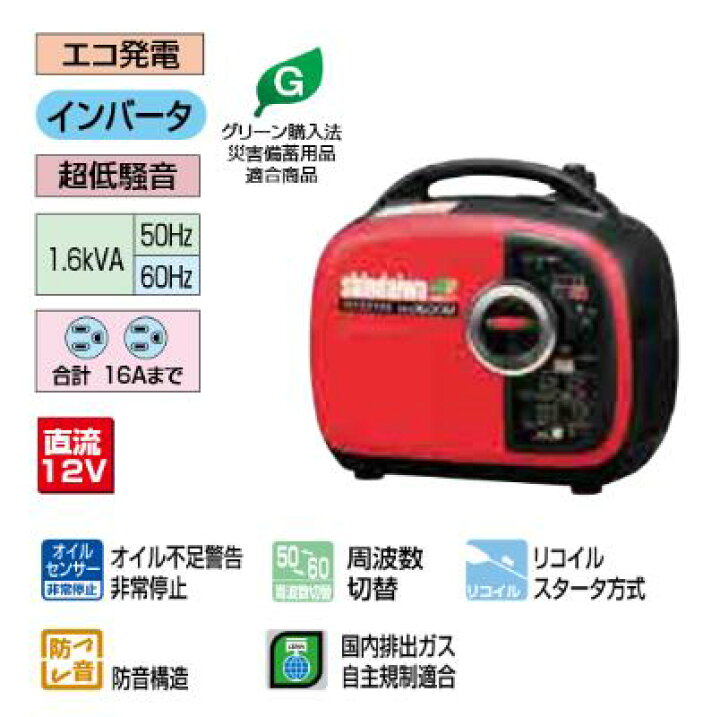 楽天市場】新ダイワ IEG1600M−Y／M【 インバーター発電機 