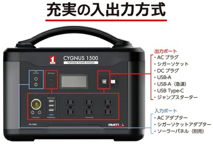 楽天市場】マストツール ポータブル電源CYGNUS 1500