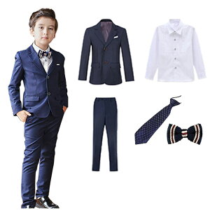 【3%CP+max5倍P】子供スーツ 男の子 卒業式スーツ 男子 160 150 入学式スーツ 卒園式 スーツ 小学生 フォーマルスーツ 110 120 130 140 細身 5点セット ネイビー ブラック 結婚式 発表会 面接 通年 国内