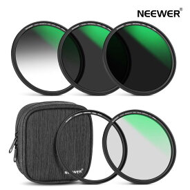 NEEWER 5個入り磁気レンズフィルターキット ブラックディフュージョン 1/4フィルター+ソフトGND8+ND8+ND64フィルター&磁気アダプターリング HD光学ガラス/撥水/30層ナノコーティング/キズ防止