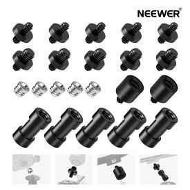 NEEWER 22個入り三脚用アダプターセット 1/4"から1/4"、1/4"から3/8"オスメスコンバーター 三脚、一脚、カメラ、ボールヘッド、スピードライト、リングライト用 - ST29